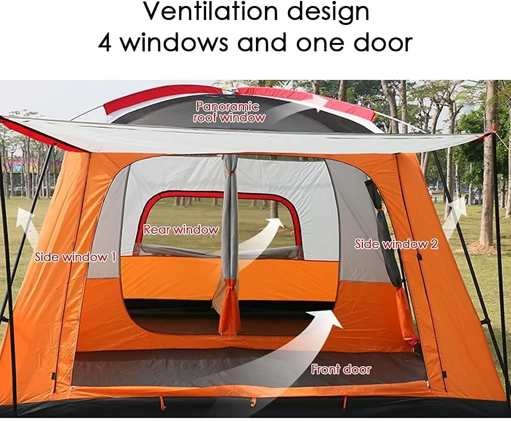 Outdoor Camping Tent 5-8 Person Large Family Tents for Camping Festival, Hiking Tent with Living Room and Separate Rooms 4 Season Tents Big Family Shelter (Blue) (Green)
