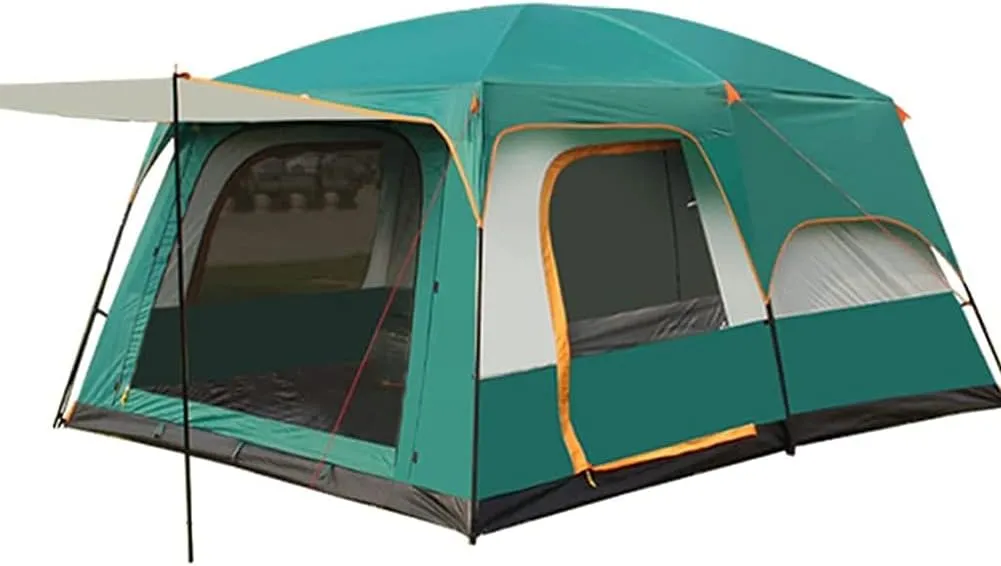 Outdoor Camping Tent 5-8 Person Large Family Tents for Camping Festival, Hiking Tent with Living Room and Separate Rooms 4 Season Tents Big Family Shelter (Blue) (Green)