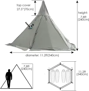 Outdoor Camping Tent Tent Home 4 Season Tent with Stove Jack, Height 7.8FT/240CM