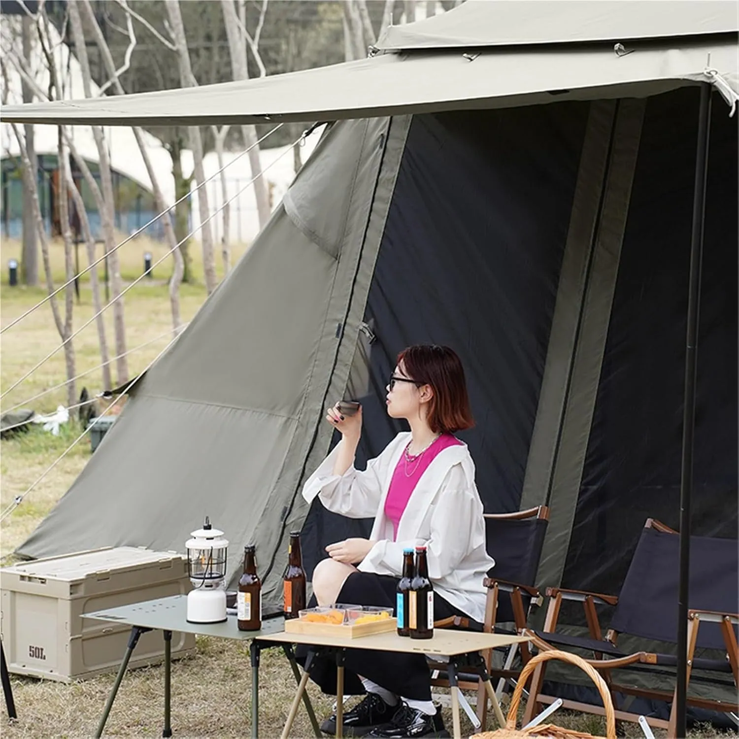 Outdoor Camping Tent Windproof Thick Large Space Canopy Tent Camp