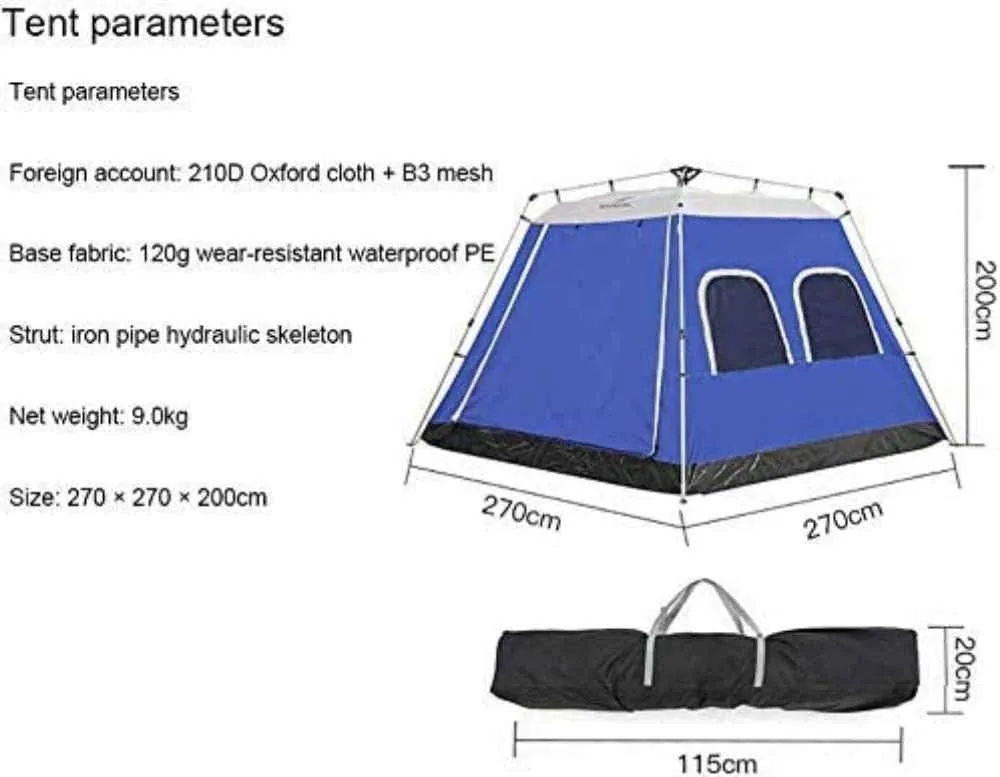 Outdoor Camping Tents, 5-6 Person Automatic Tent, Instant Cabana Waterproof Shade Canopy Tarp for Wilderness Survival Mountaineering,Green