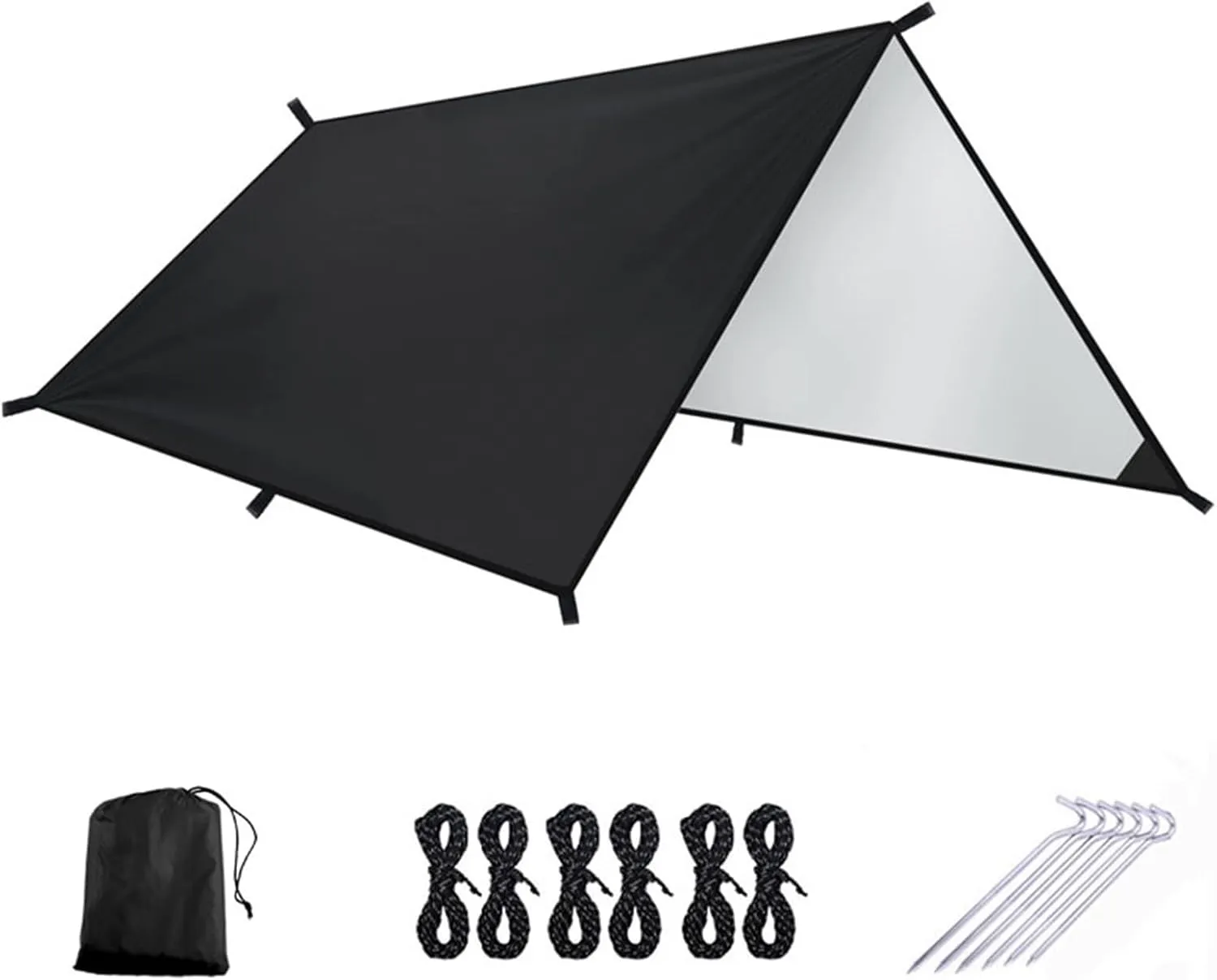 Outdoor Hammock Tarp Waterproof Lightweight Tarpaulin Awning with Rope Shade Outdoor Canopy Camping Picnic(Blue)