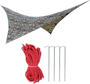 Outdoor Hammock Tent Tarp | 275x275cm Weatherproof & Sunproof Shelter | Portable Rainproof Canopy for Camping/Hiking/Fishing | Includes 4 Stakes & Ropes