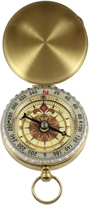 Outdoor Hiking Pocket Compass - Brass Copper with Nightlight, Waterproof, Portable Navigation Tool for Camping & Adventures