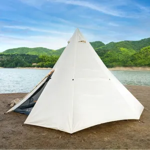 Outdoor Indian Tent Ultralight Teepee Tent Waterproof Family Pyramid Tent for Backpacking, Camping, Hiking, Bushcraft, Travel, Winter Camping
