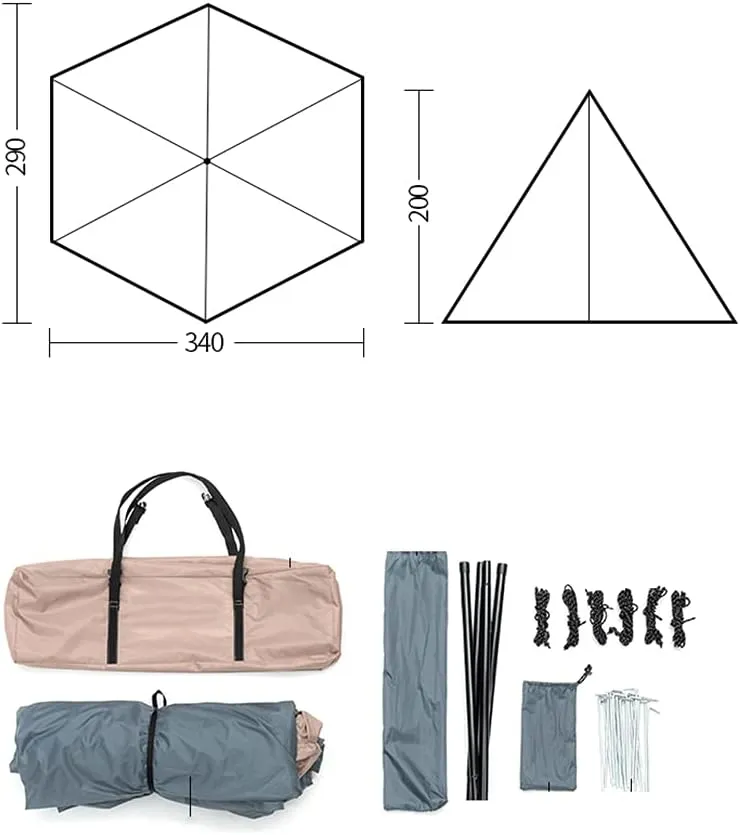 Outdoor Indian Tent Ultralight Teepee Tent Waterproof Family Pyramid Tent for Backpacking, Camping, Hiking, Bushcraft, Travel, Winter Camping