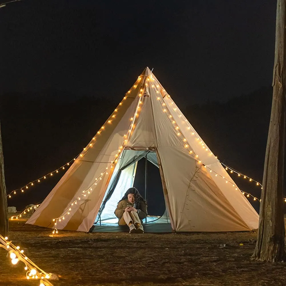 Outdoor Indian Tent Ultralight Teepee Tent Waterproof Family Pyramid Tent for Backpacking, Camping, Hiking, Bushcraft, Travel, Winter Camping