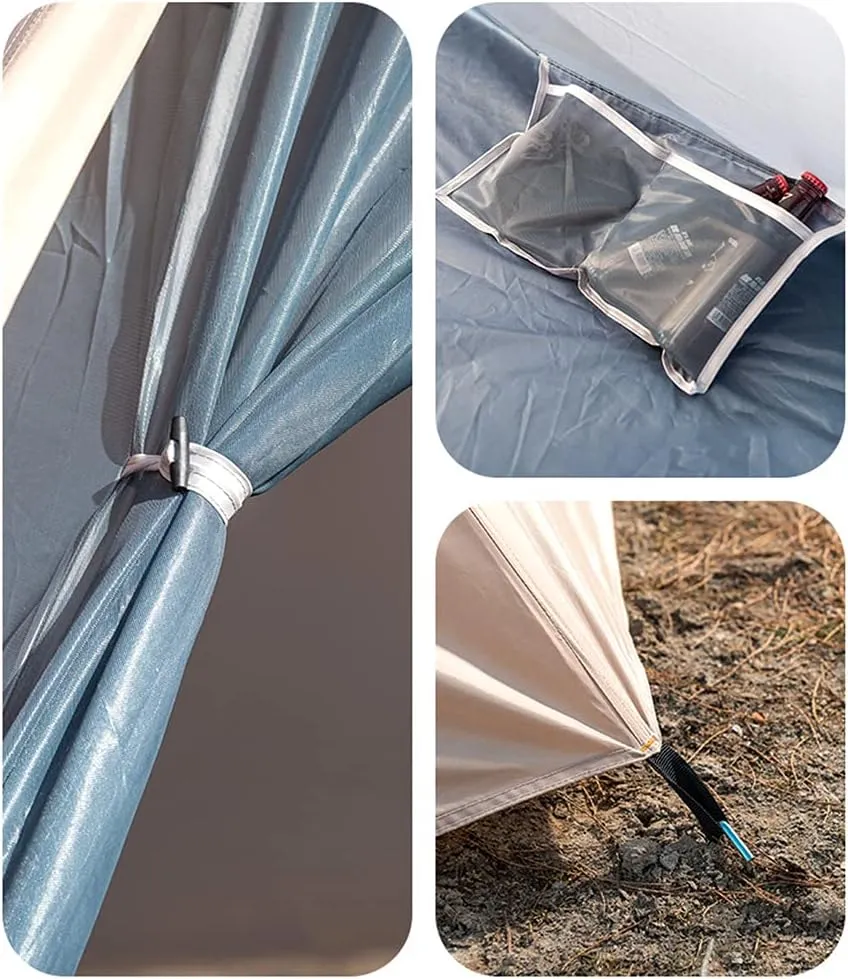 Outdoor Indian Tipi Tent Ultralight Teepee Tent Waterproof Family Pyramid Tent for Backpacking, Camping, Hiking, Bushcraft, Travel, Winter Camping, 340X290X200CM, Khaki