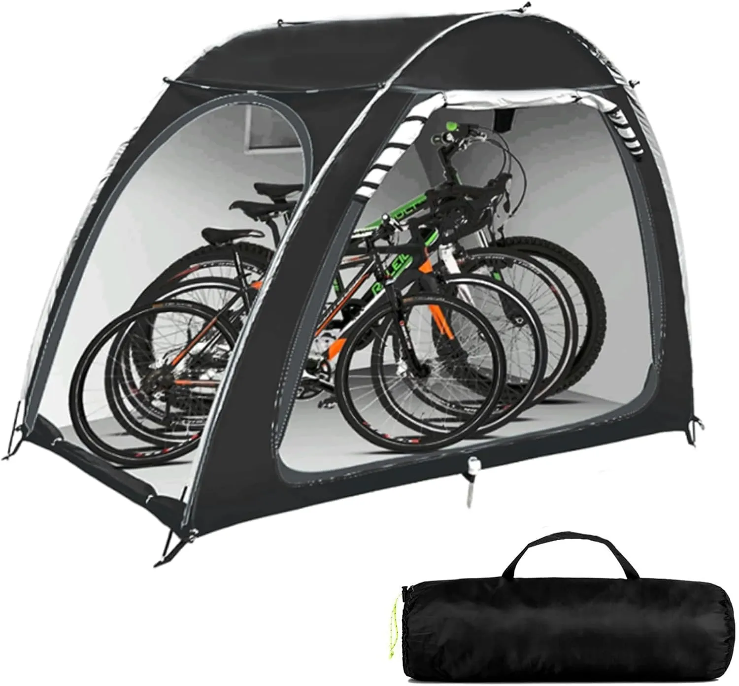 Outdoor Portable Bicycle Storage Sheds with 210D Oxford Fabric PU4000 Waterproof 3-4 Bikes Tent Shelter Portable Garage Storage shed for Bike,Motorcycle Shelter (Black, 82.7x59x65inch)