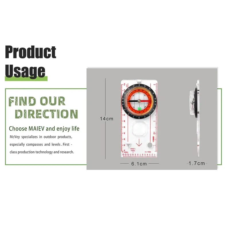 Outdoor Professional Portable Magnifying Compass with Ruler Scale - Perfect for Scout, Hiking, Camping, and Orienteering