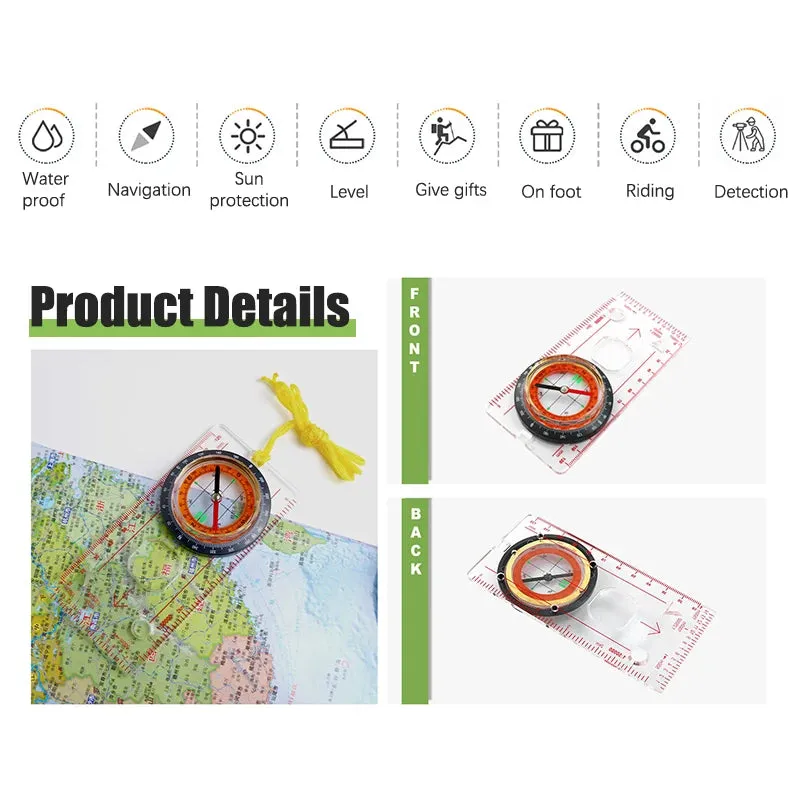 Outdoor Professional Portable Magnifying Compass with Ruler Scale - Perfect for Scout, Hiking, Camping, and Orienteering