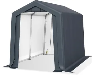 Outdoor Storage Shed Carport 6x10 ft Heavy Duty, Portable Garden Yard Car Port Shelter Storage Tent Garage for Motorcycle Bike Wood Tool Lawn Mower with Roll Up Doors and Ventilation, Grey