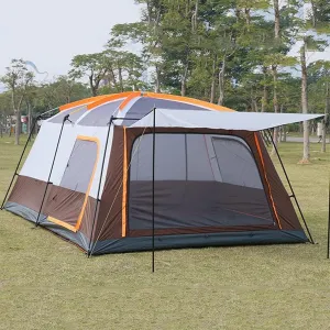 Outdoor Yurt Tent 5-8 Person Large Family Camping Tents for Festival, Hiking with Living Room and Separate Rooms 4 Season Tents Big Family Shelter Waterproof Tent (Green) (Brown)