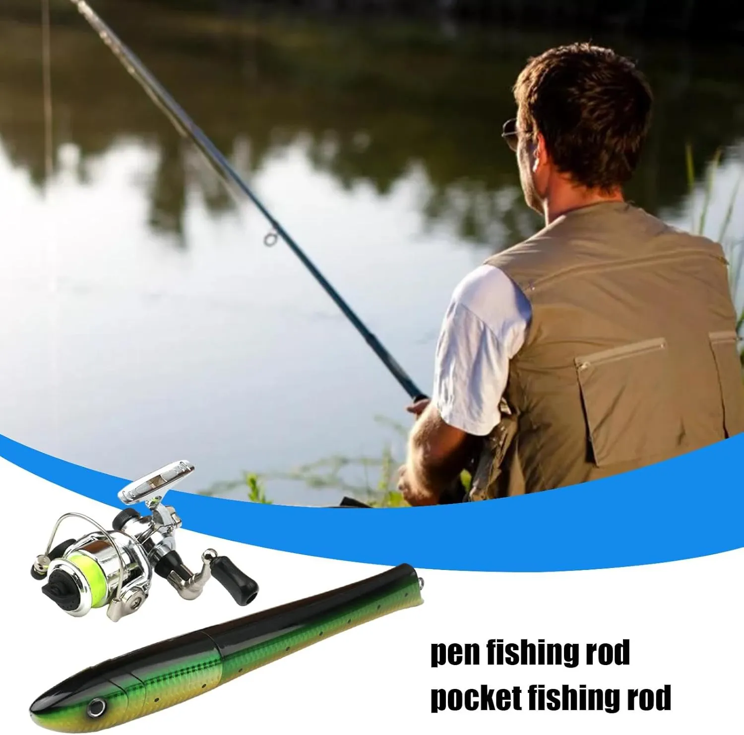 Pen Fishing Pole - Hidden Fishing Pole, Retractable Fishing Rod | Portable Pen Rod and Reel Combo Fishing Pen Rod | Fishing Pole for Travel River Fishing Pole for Sea Lake Pond Fishing