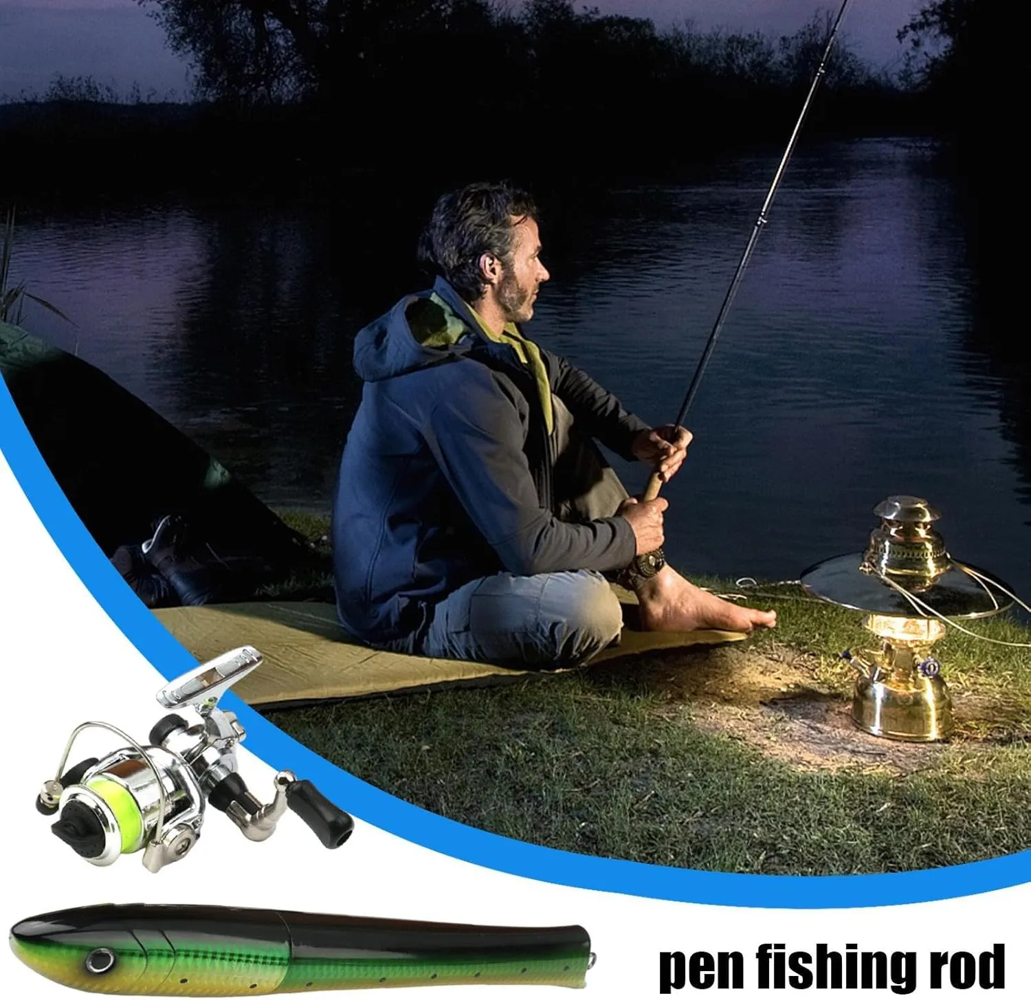 Pen Fishing Pole - Hidden Fishing Pole, Retractable Fishing Rod | Portable Pen Rod and Reel Combo Fishing Pen Rod | Fishing Pole for Travel River Fishing Pole for Sea Lake Pond Fishing