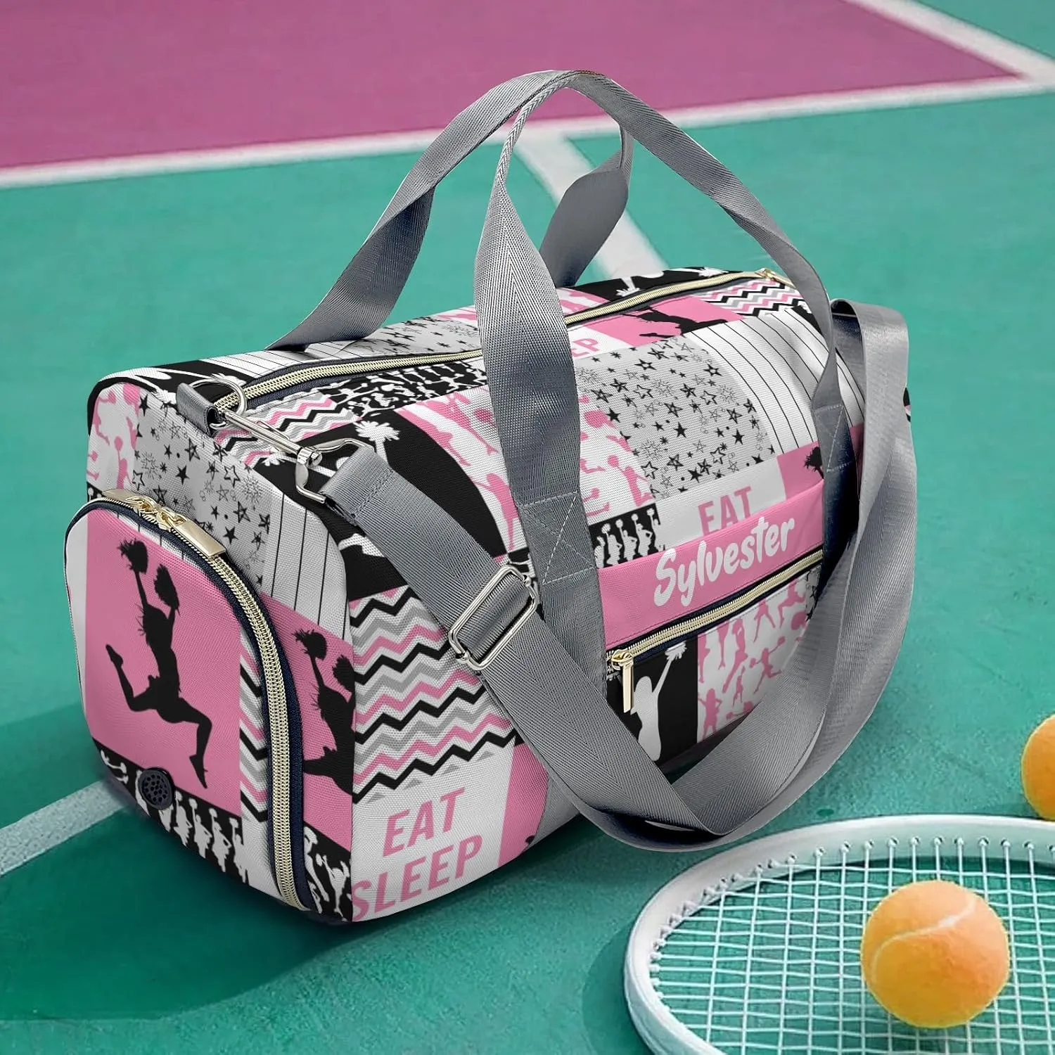Personalized Cheerleader Pink Custom Multi-functional Travel Bag, Unisex Portable Duffel Bag, Short Distance Travel Assistant