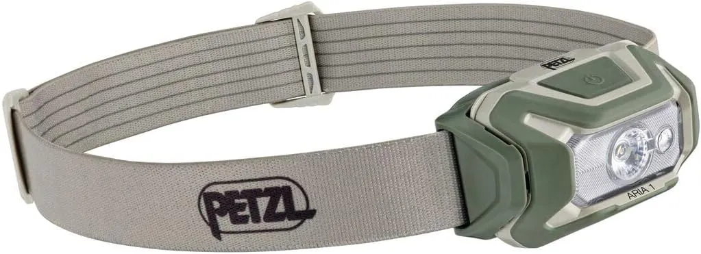 PETZL ARIA 1 RGB, Compact, Durable, Waterproof headlamp with White, red, Green and Blue Modes, 350 lumens, Desert