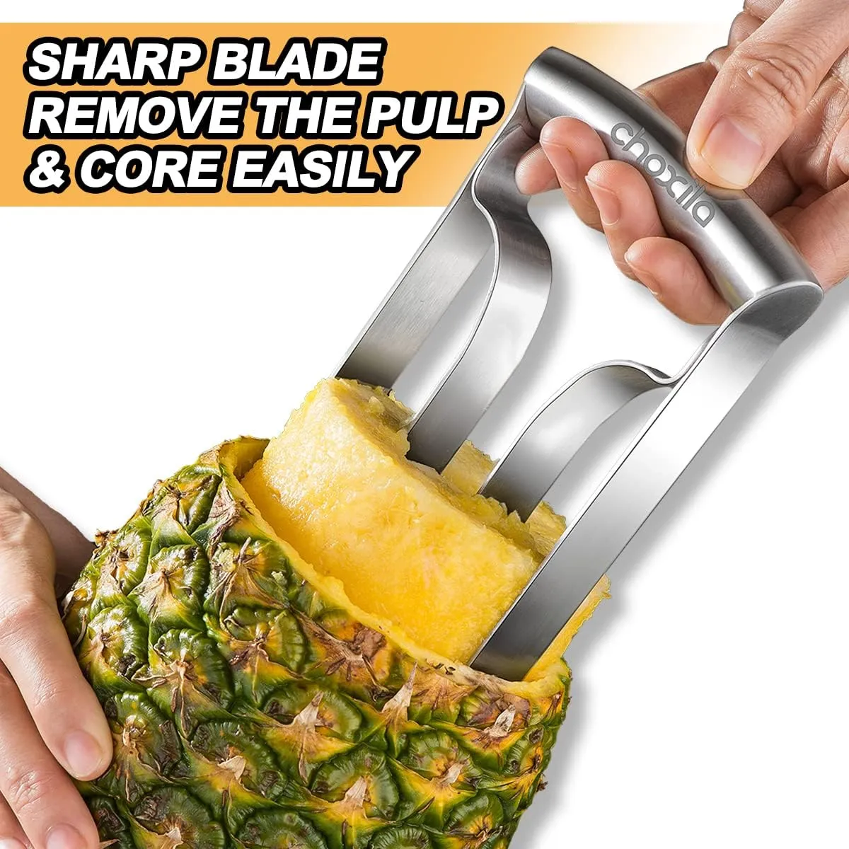Pineapple Corer Large Stainless Steel Pineapple Corer Peeler Pineapple Cutter Fruit tool Easy Kitchen Tool - Large（4inch ）