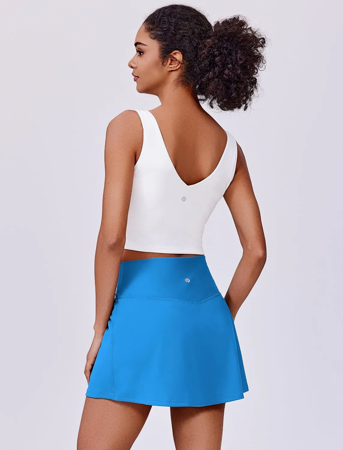 PINSPARK Womens Tennis Skirt High Waisted Golf Skort with 2 Pockets Stretchy Athletic Skirts for Workout Pickleball Running