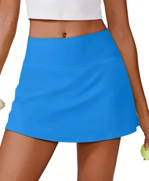 PINSPARK Womens Tennis Skirt High Waisted Golf Skort with 2 Pockets Stretchy Athletic Skirts for Workout Pickleball Running