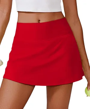 PINSPARK Womens Tennis Skirt High Waisted Golf Skort with 2 Pockets Stretchy Athletic Skirts for Workout Pickleball Running
