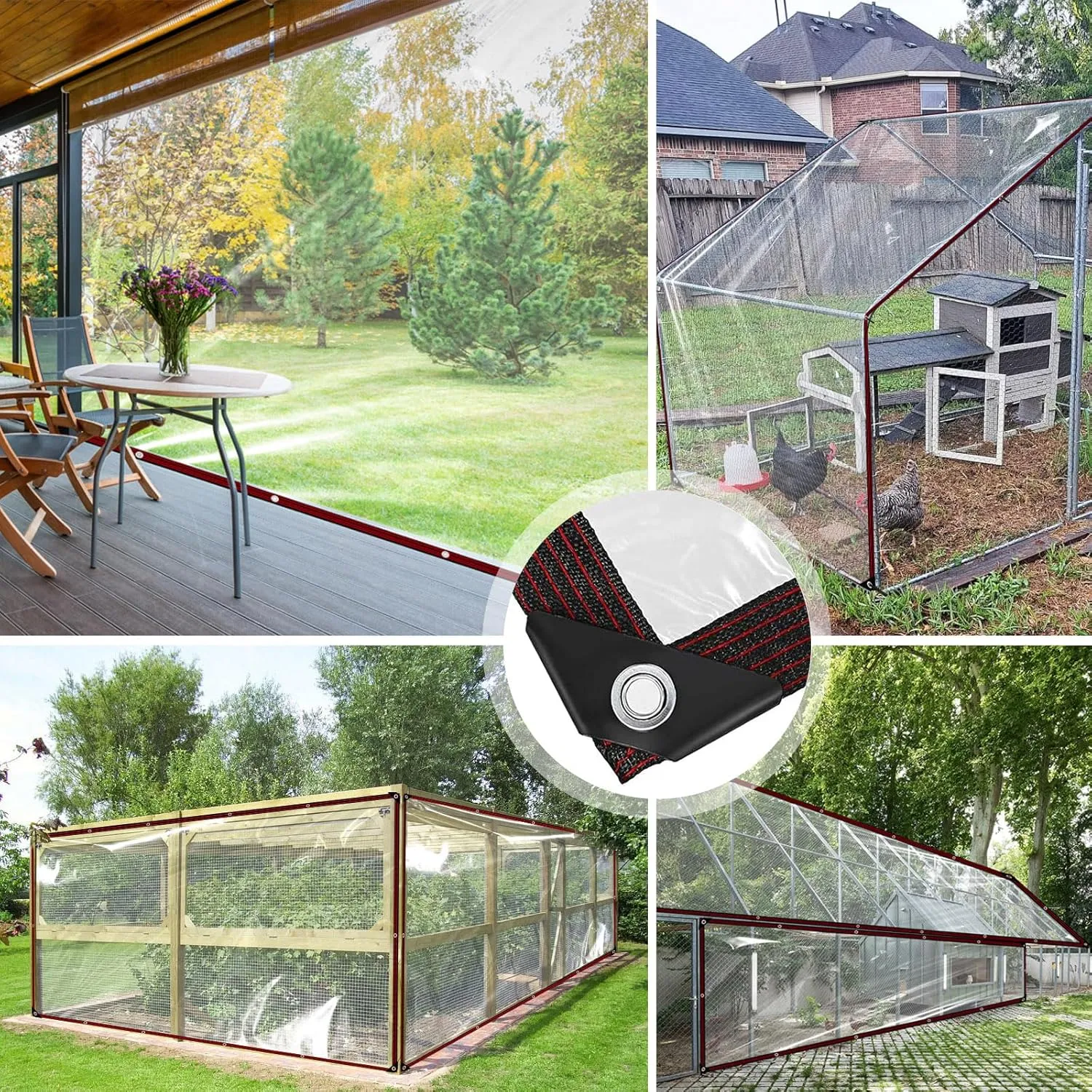 Plastic Tarps Heavy Duty Waterproof - 10X10FT Clear Vinyl Tarp with Grommets for Patio Tarpaulin for Outside Chicken Coop Porch Gazebo Plant Garden Lonas