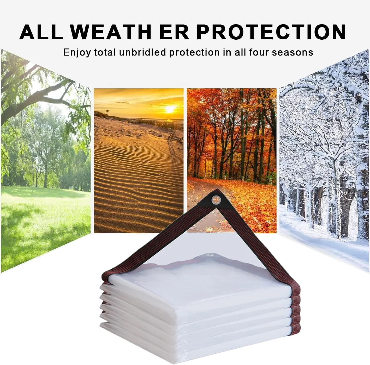 Plastic Tarps Heavy Duty Waterproof - 10X10FT Clear Vinyl Tarp with Grommets for Patio Tarpaulin for Outside Chicken Coop Porch Gazebo Plant Garden Lonas