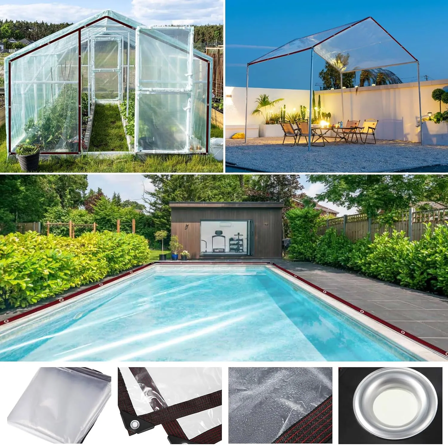 Plastic Tarps Heavy Duty Waterproof - 10X10FT Clear Vinyl Tarp with Grommets for Patio Tarpaulin for Outside Chicken Coop Porch Gazebo Plant Garden Lonas