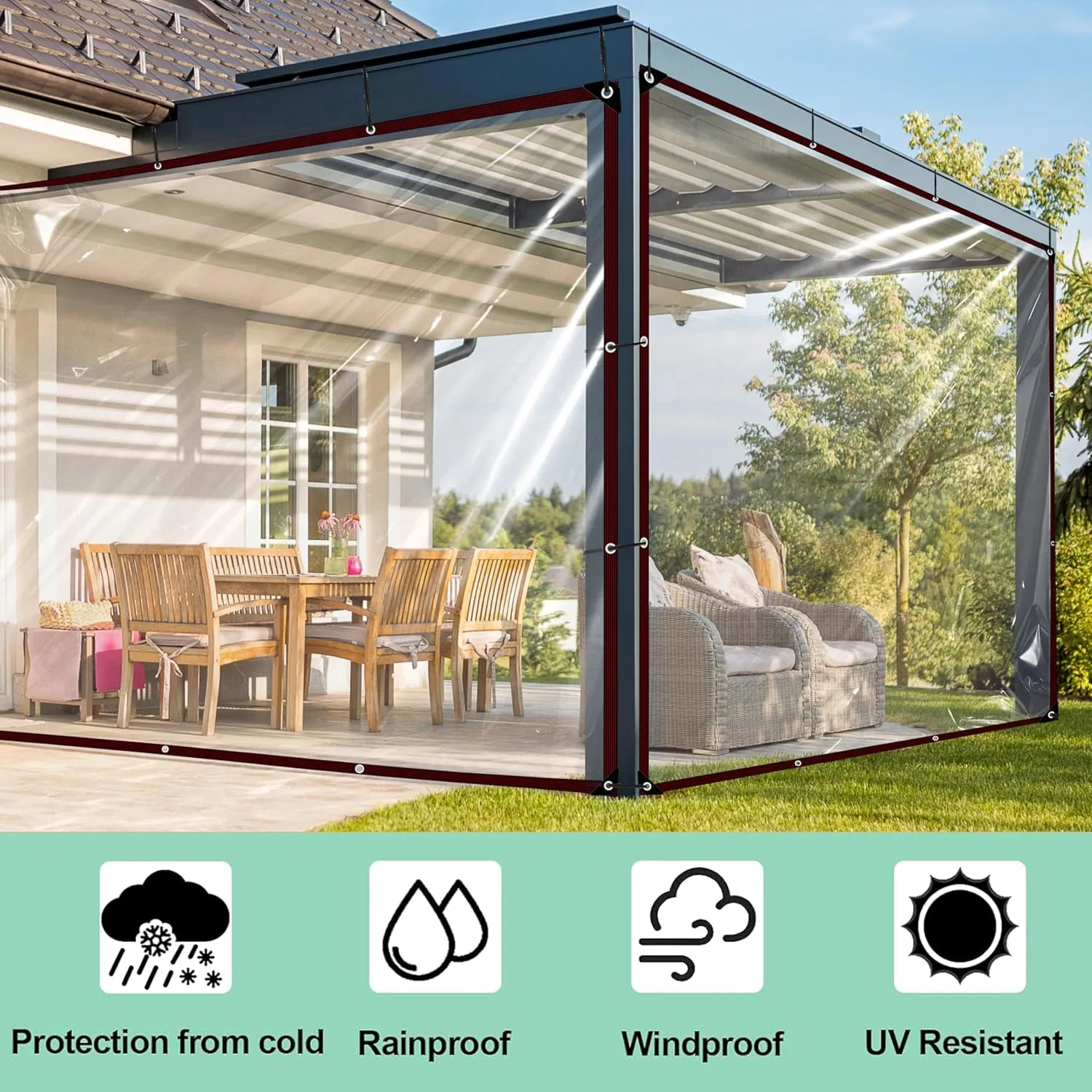 Plastic Tarps Heavy Duty Waterproof - 10X10FT Clear Vinyl Tarp with Grommets for Patio Tarpaulin for Outside Chicken Coop Porch Gazebo Plant Garden Lonas
