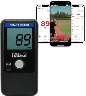 Pocket Radar Smart Coach Speed Gun for Baseball, Hockey, Softball - Accurate Pitching & Sports Speed Measurement, Portable Baseball Radar Gun Compatible with Pocket Radar App (iOS/Android)