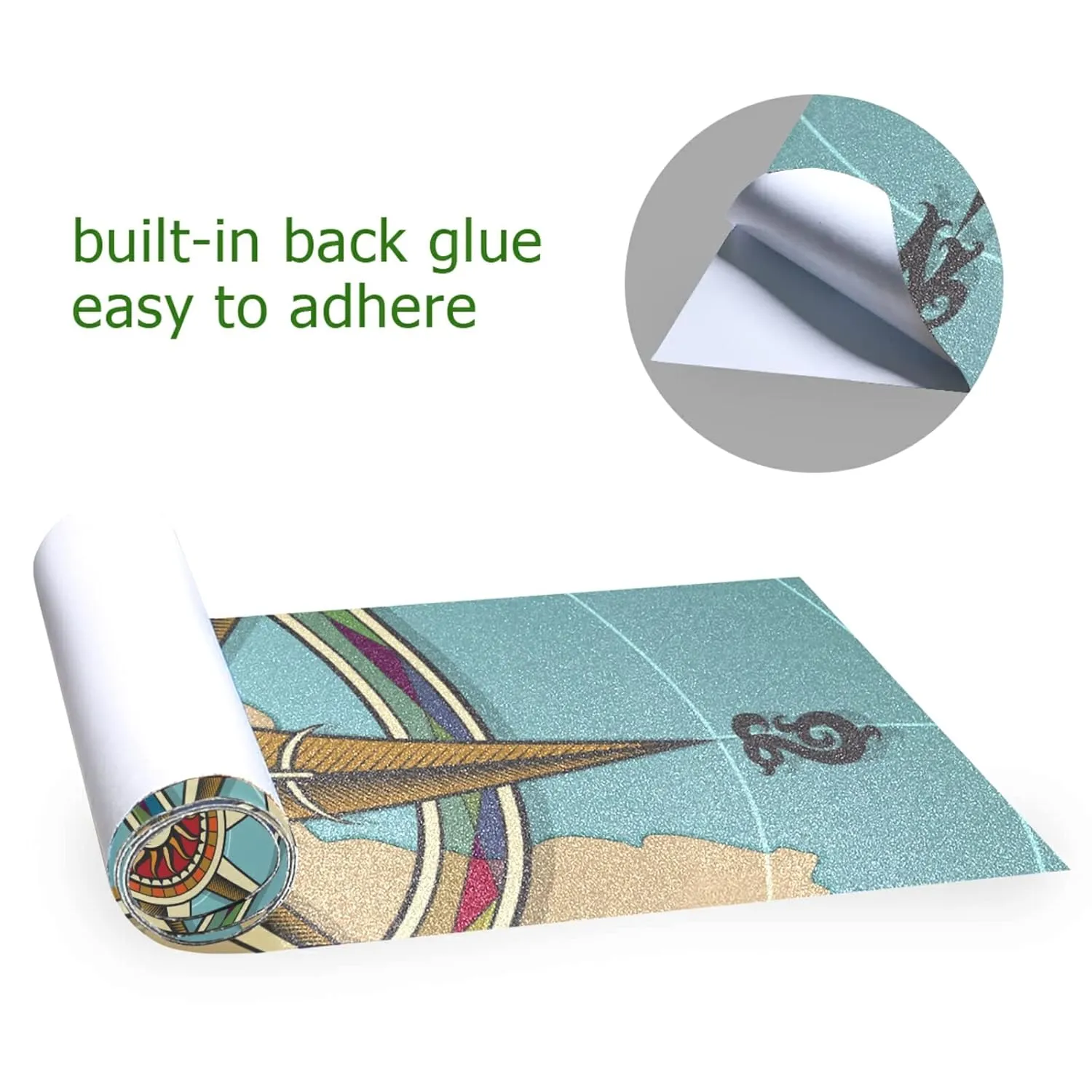 Poeticcity Grasses Classic Vintage Wind Compass Rose on Map Background Waterproof Skateboard Grip Tape, Anti Slip Longboard Scooter Griptapes, Durable Sand Paper Sheet Sticker Sandpaper 10" x 44"