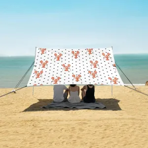 Polka Dots Lobster Pattern Beach Camping Tent Sun Shelter for Whole Family, Beach Shade Canopy with UPF50  UV Protection,Easy Set Up and Carry,Outdoor Shade for Trips, Fishing, Backyard Fun Pic