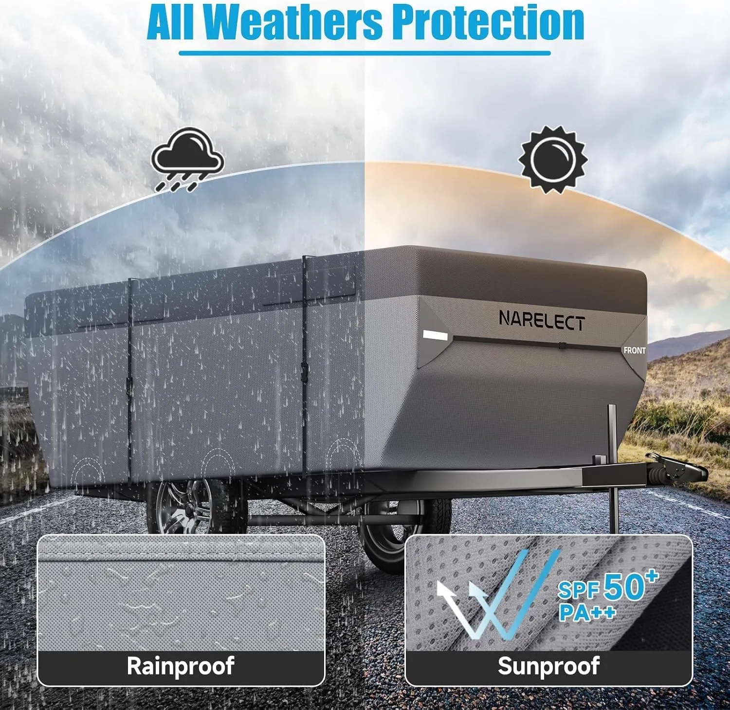 Pop up Camper Cover 10'-12' Tent Trailer Cover 7 Layers Top Waterproof Anti-UV Ripstop Folding Camper Covers Heavy Duty All Season Protection with Windproof Strap