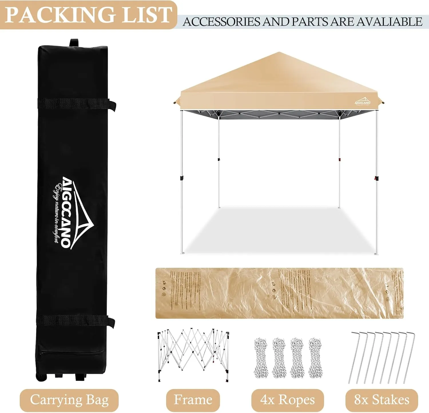 Pop up Canopy Tent,10x10 Instant Outdoor Canopy for Parties with Wheeled Bag(Brown)