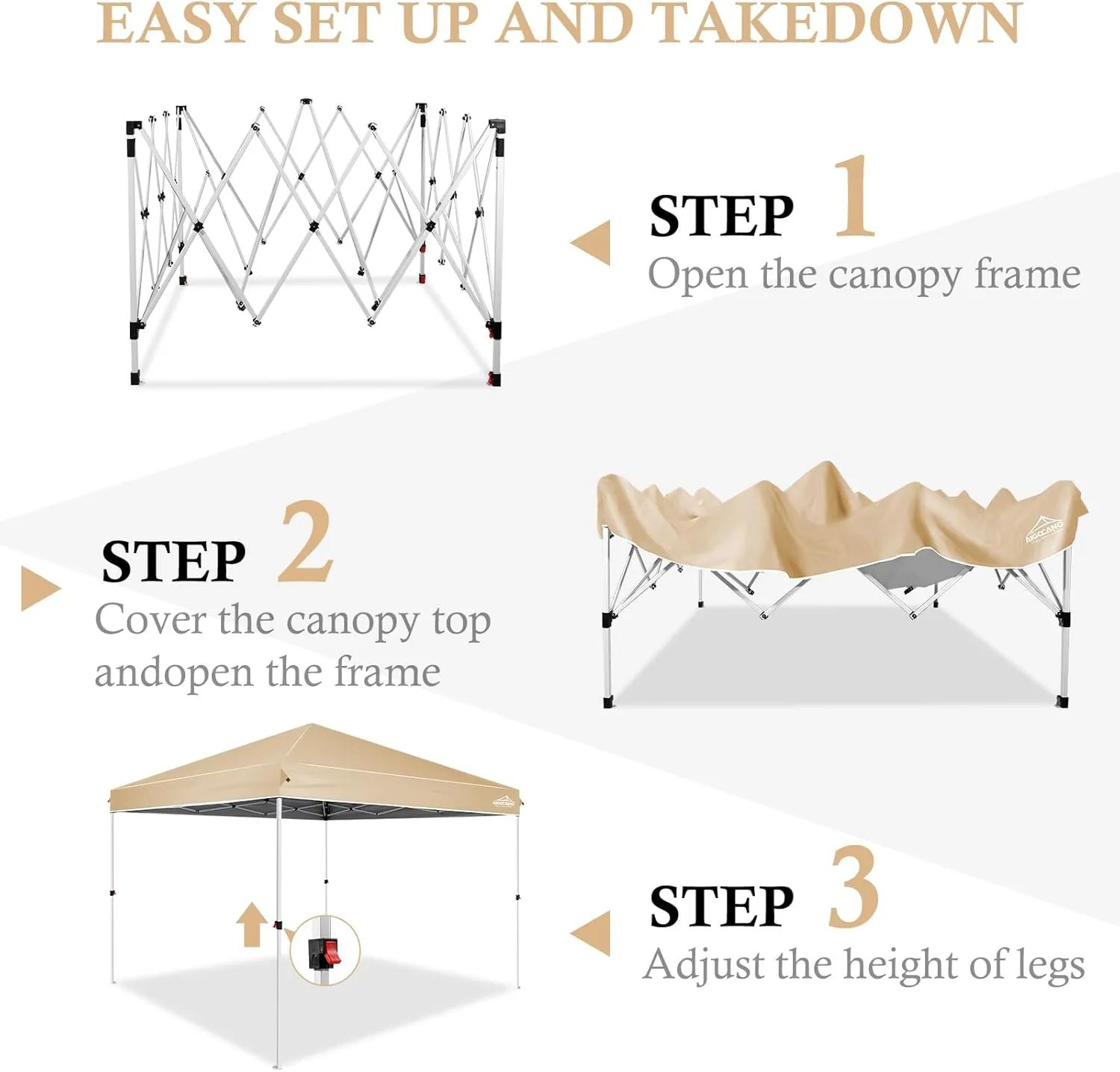 Pop up Canopy Tent,10x10 Instant Outdoor Canopy for Parties with Wheeled Bag(Brown)