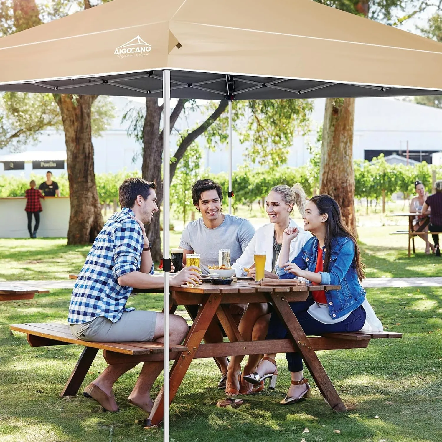 Pop up Canopy Tent,10x10 Instant Outdoor Canopy for Parties with Wheeled Bag(Brown)