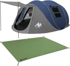 Pop Up Tent & Tent Footprint, AYAMAYA PU 3000 Waterproof Tent Ground Cloth for Family Camping Tents with 6 Tent Stakes for Camping Hiking Picnic