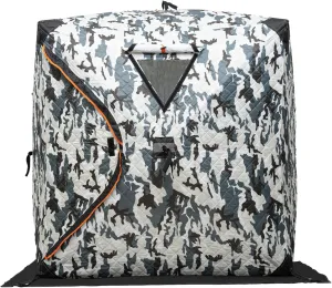 Portable 1-2 Person Pop Up Ice Fishing Tent, Insulated Fishing Shanty with 4 Ice Anchors, Windproof Ropes, Tool Bag, Hand Bag
