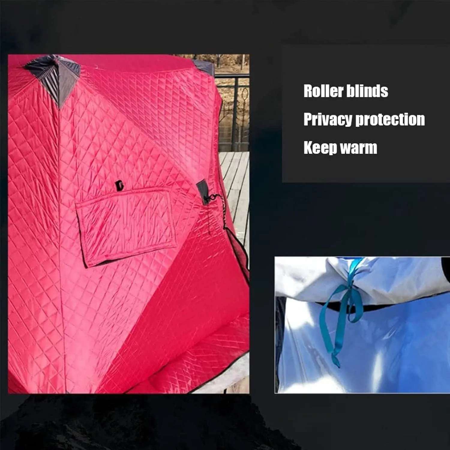 Portable 3 Person Ice Fishing Tent Lightweight Tent Insulated Ice Fishing Shelter Ice Fishing Shanty for Ice Fishing Camping Travel (C 180x180x140cm)