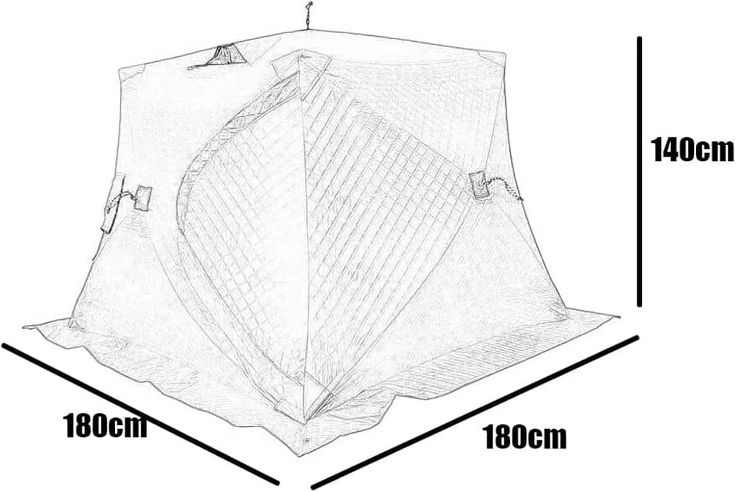 Portable 3 Person Ice Fishing Tent Lightweight Tent Insulated Ice Fishing Shelter Ice Fishing Shanty for Ice Fishing Camping Travel (C 180x180x140cm)