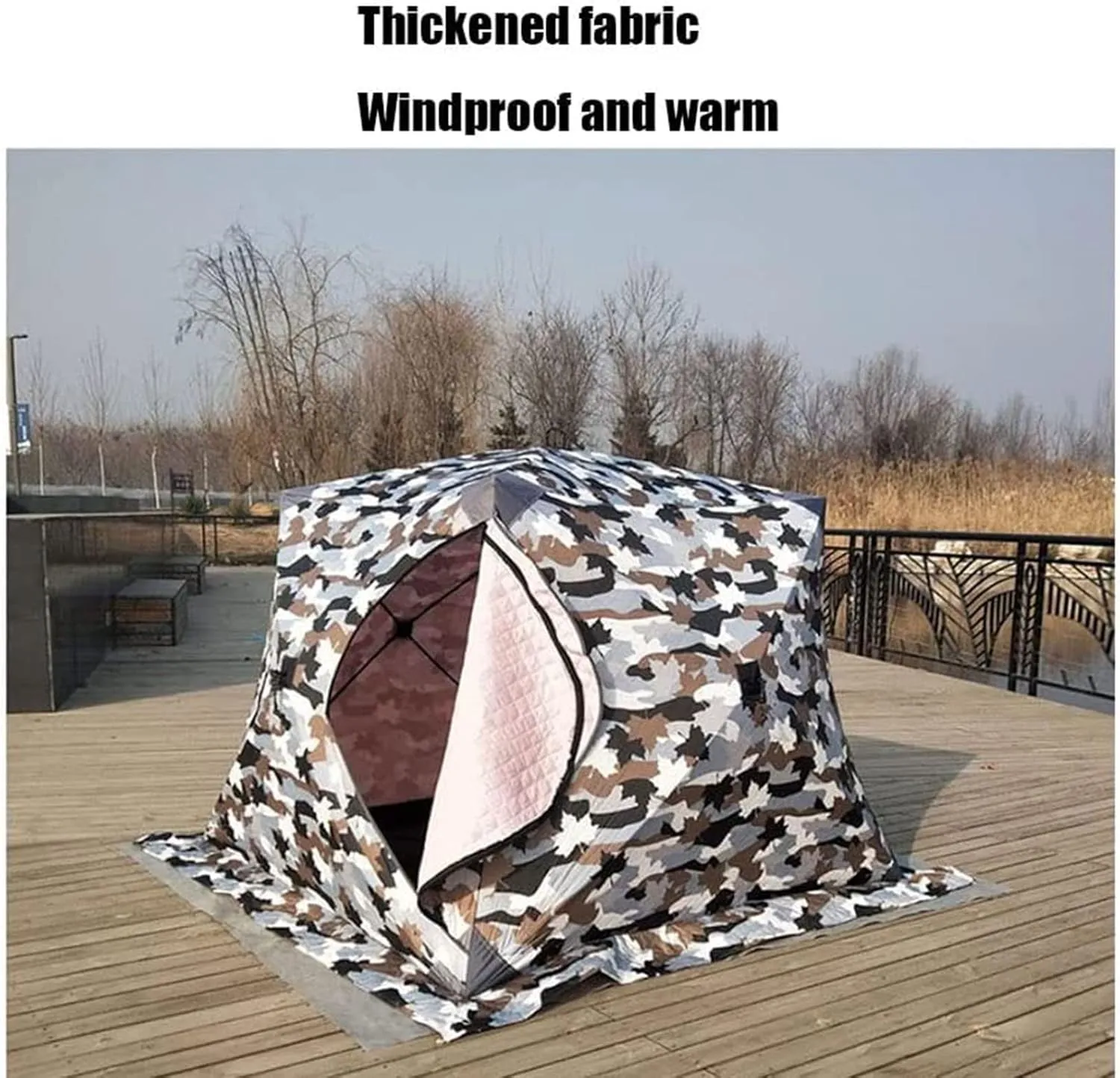 Portable 3 Person Ice Fishing Tent Lightweight Tent Insulated Ice Fishing Shelter Ice Fishing Shanty for Ice Fishing Camping Travel (C 180x180x140cm)