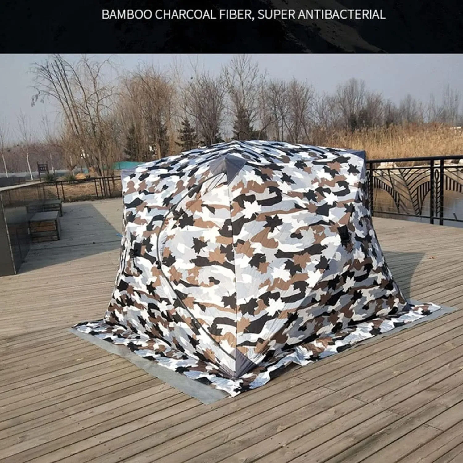 Portable 3 Person Ice Fishing Tent Lightweight Tent Insulated Ice Fishing Shelter Ice Fishing Shanty for Ice Fishing Camping Travel (C 180x180x140cm)