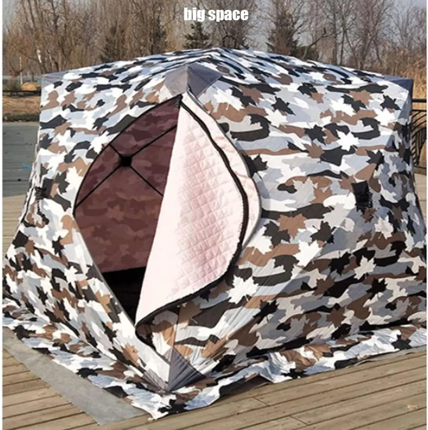 Portable 3 Person Ice Fishing Tent Lightweight Tent Insulated Ice Fishing Shelter Ice Fishing Shanty for Ice Fishing Camping Travel (C 180x180x140cm)