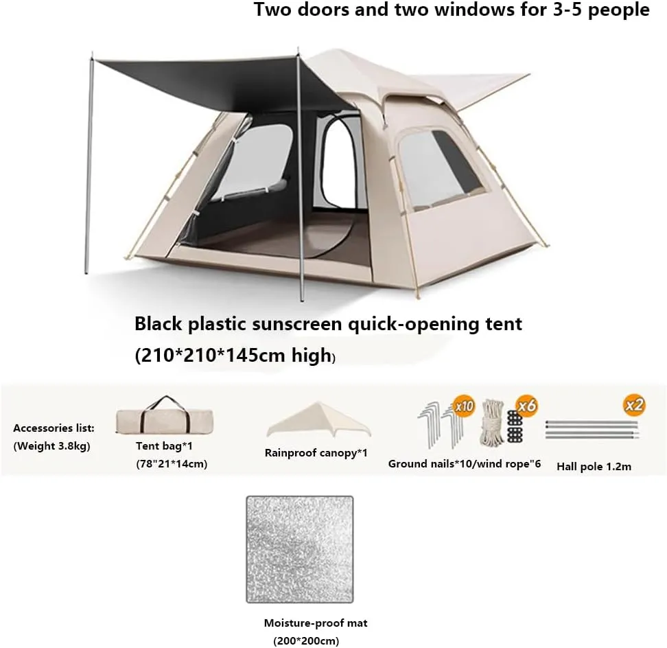 Portable Camping Tent Waterproof Windproof Pop Up Automatic Dome Beach Tents, Lightweight Double Layer Carrying Bag for Family Backpacking Hiking Mountaineering Weekend Trips