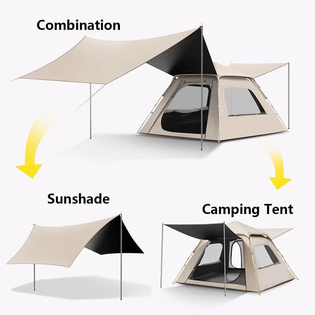 Portable Camping Tent Waterproof Windproof Pop Up Automatic Dome Beach Tents, Lightweight Double Layer Carrying Bag for Family Backpacking Hiking Mountaineering Weekend Trips