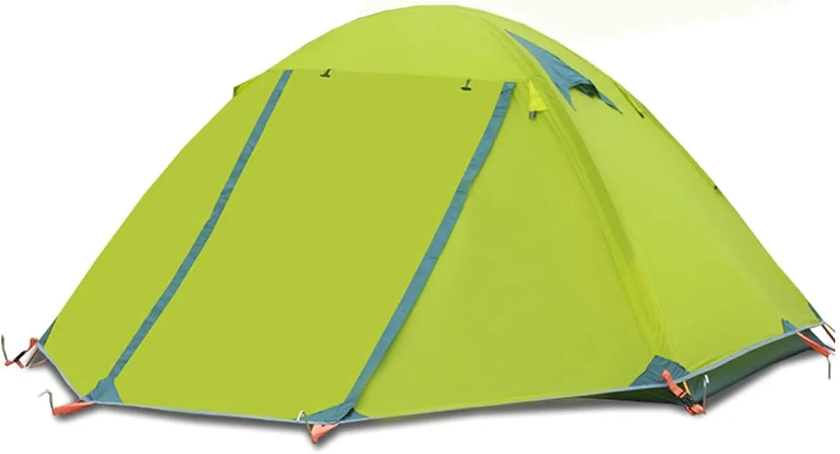 Portable Campitent 2 Person Family Tent Double Layer Outdoor Tent Waterproof Windproof Anti-for All Seasons Hikibeach Outdoor/Green/a