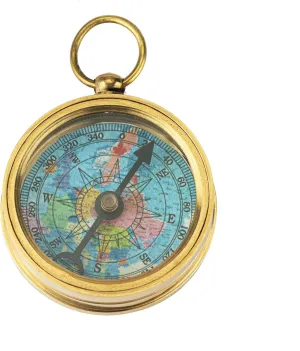 Portable Compass with Brass Ring 4cm - Vintage Maritime Decoration Compact 15996