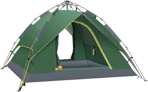 Portable Double Layer Campidome Tent 3-4 Person, Ventilated Breathable Waterproof Automatic Instant Tents for Hikipicnic Outdoors Activities
