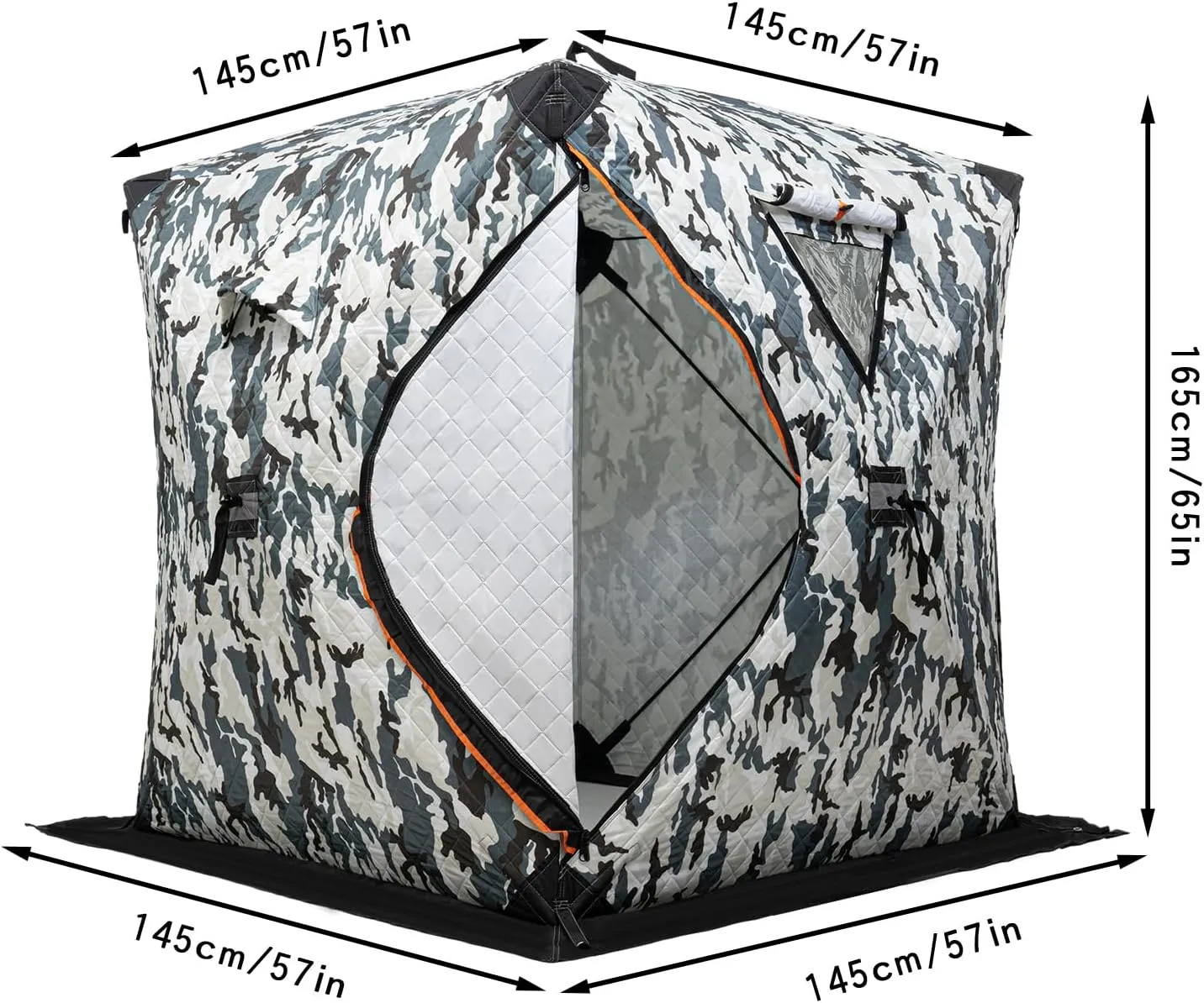 Portable Ice Fishing Tent, 3 Layers of Cotton Insulation Fishing Shelter, Thermal Ice Fishing Tent, 1-2 Person D-Shaped Door Outdoor Ice Shanty for Camping, Hiking, Adventure, Field Trips