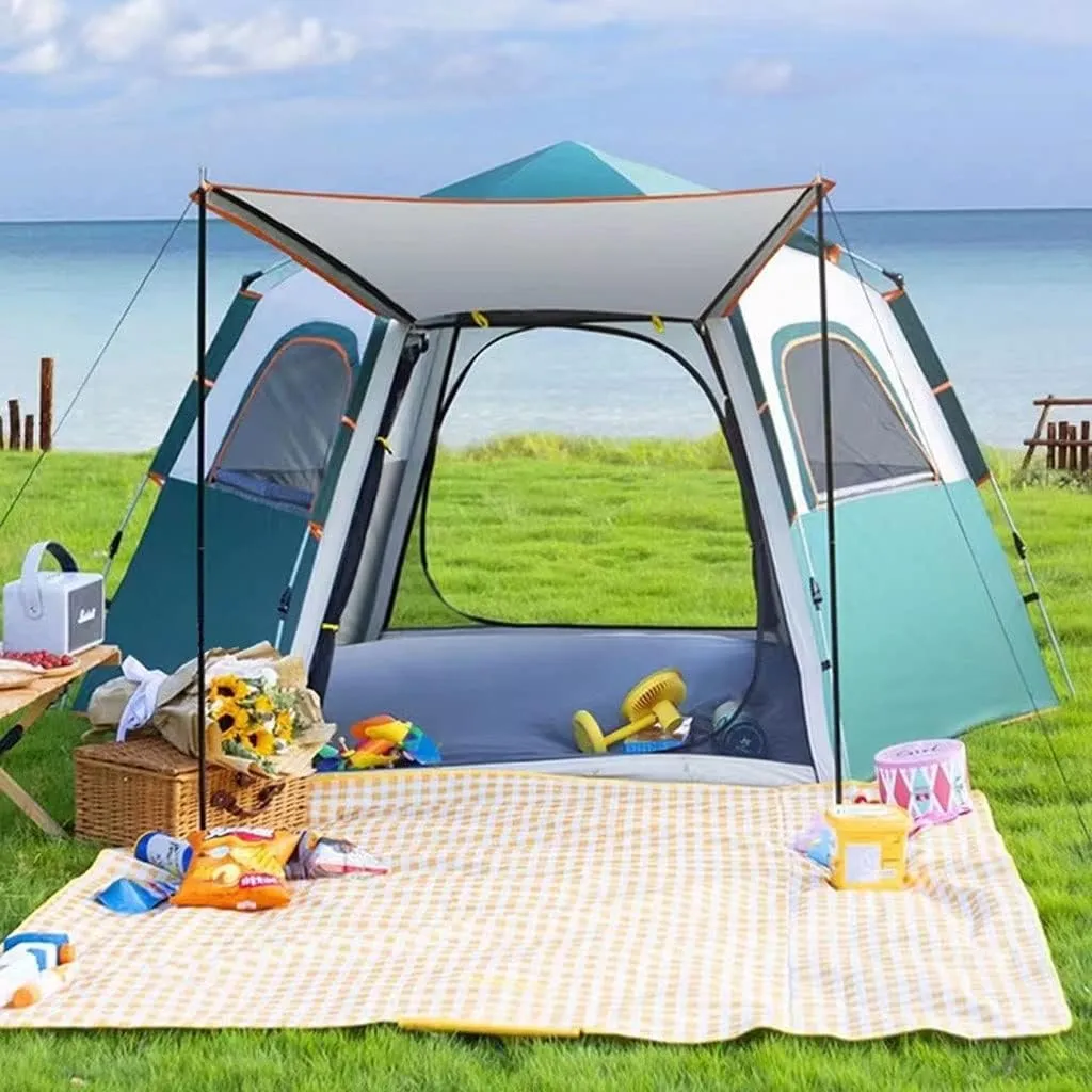 Portable Lightweight Backpackitent - 3 Season Ultralight Waterproof Campitent, Large Size Easy Setup Tent for Family, Outdoor, Hikiand Mountainee(3-4 Person) (Green a)